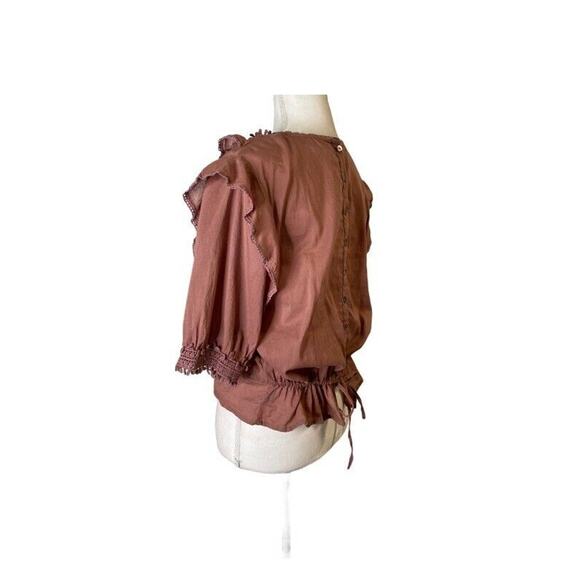 Love Sam Lace & Ruffle Trimmed Scoop Neck  top pink rosewood sz medium - Picture 3 of 8